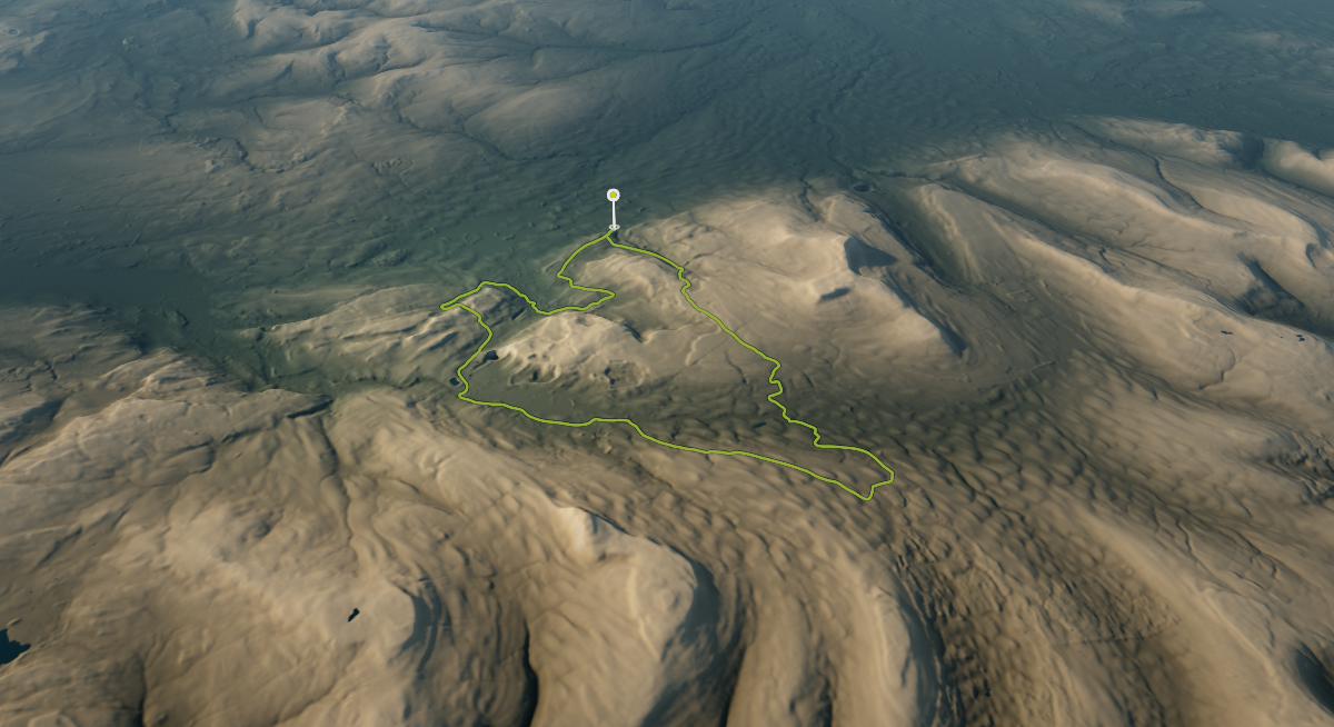 Clapham-Horton Loop: the route drawn over its terrain