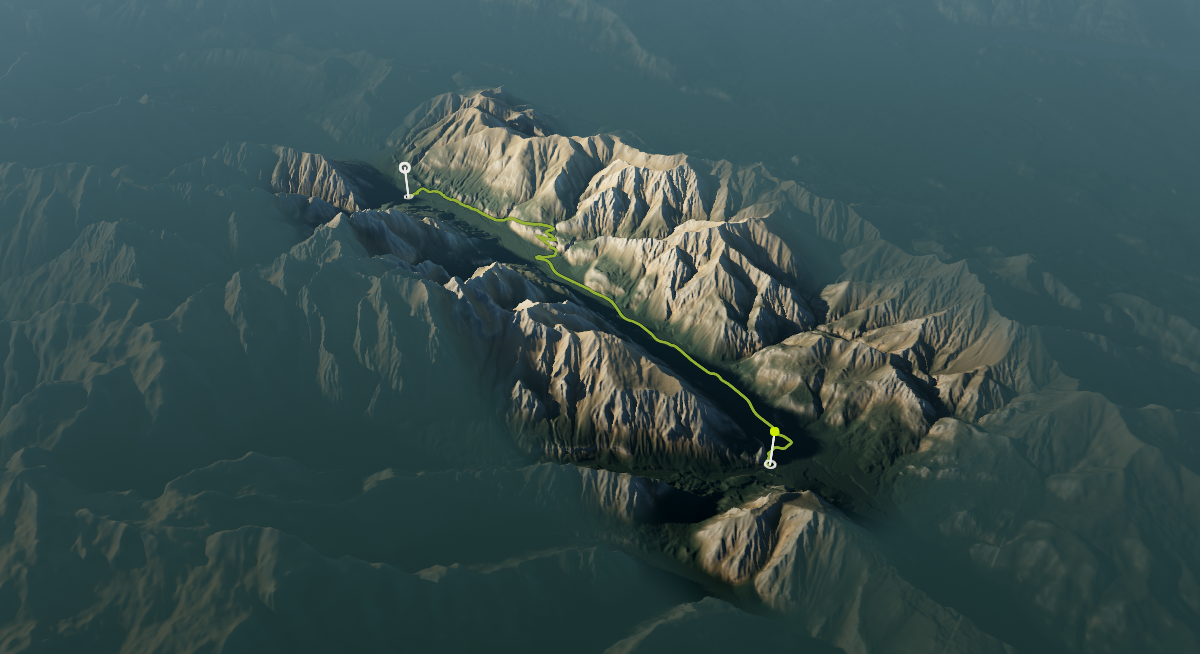 Juliana Trail Stage 1 from Kranjska Gora to Mojstrana: the route drawn over its terrain