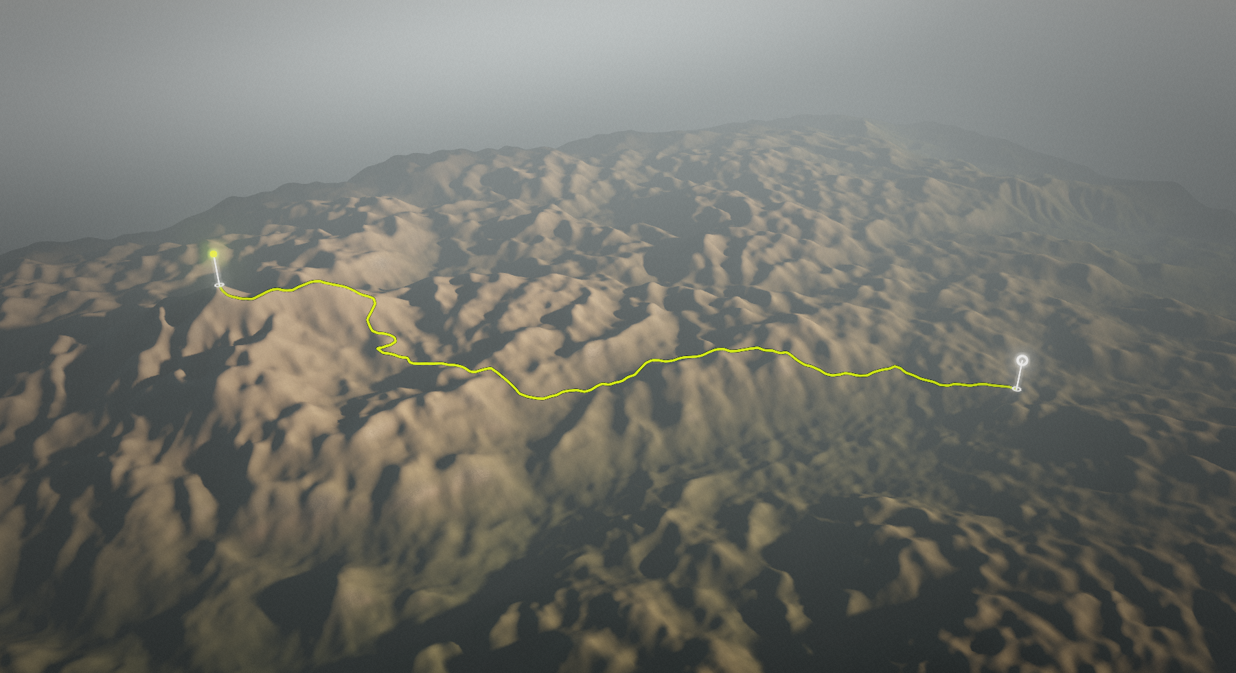 Mašun - Snežnik: the route drawn over its terrain