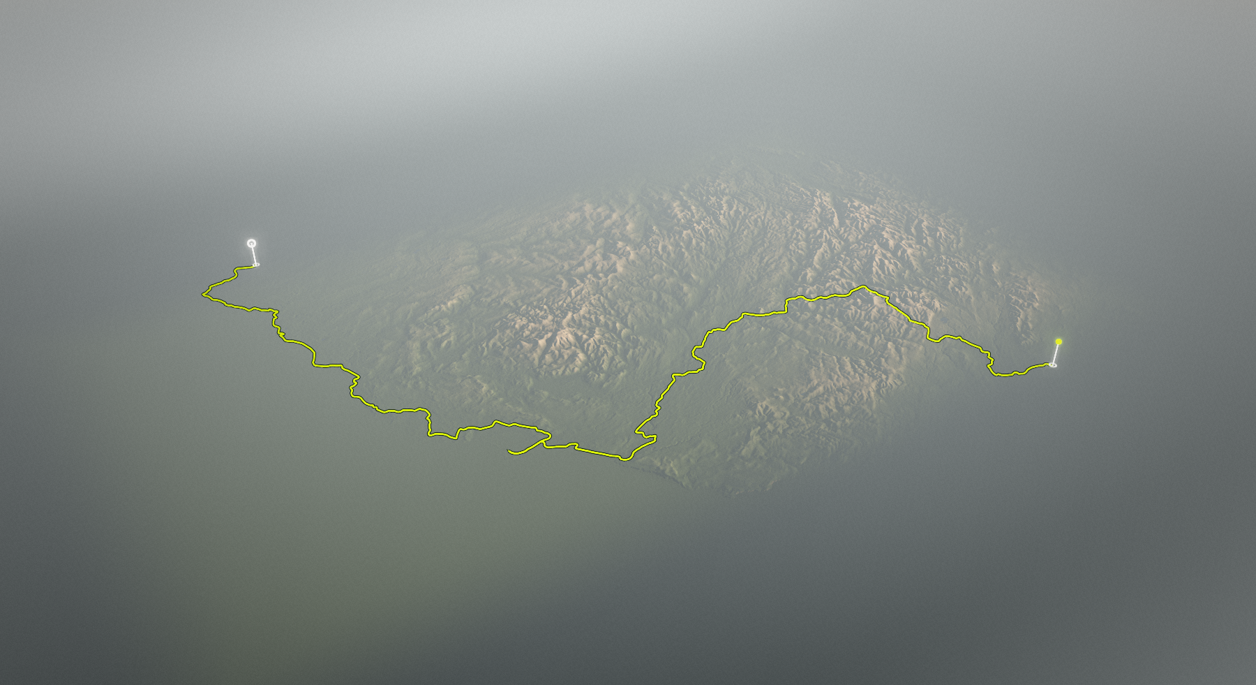 Coast and Castles Cycle Route: the route drawn over its terrain