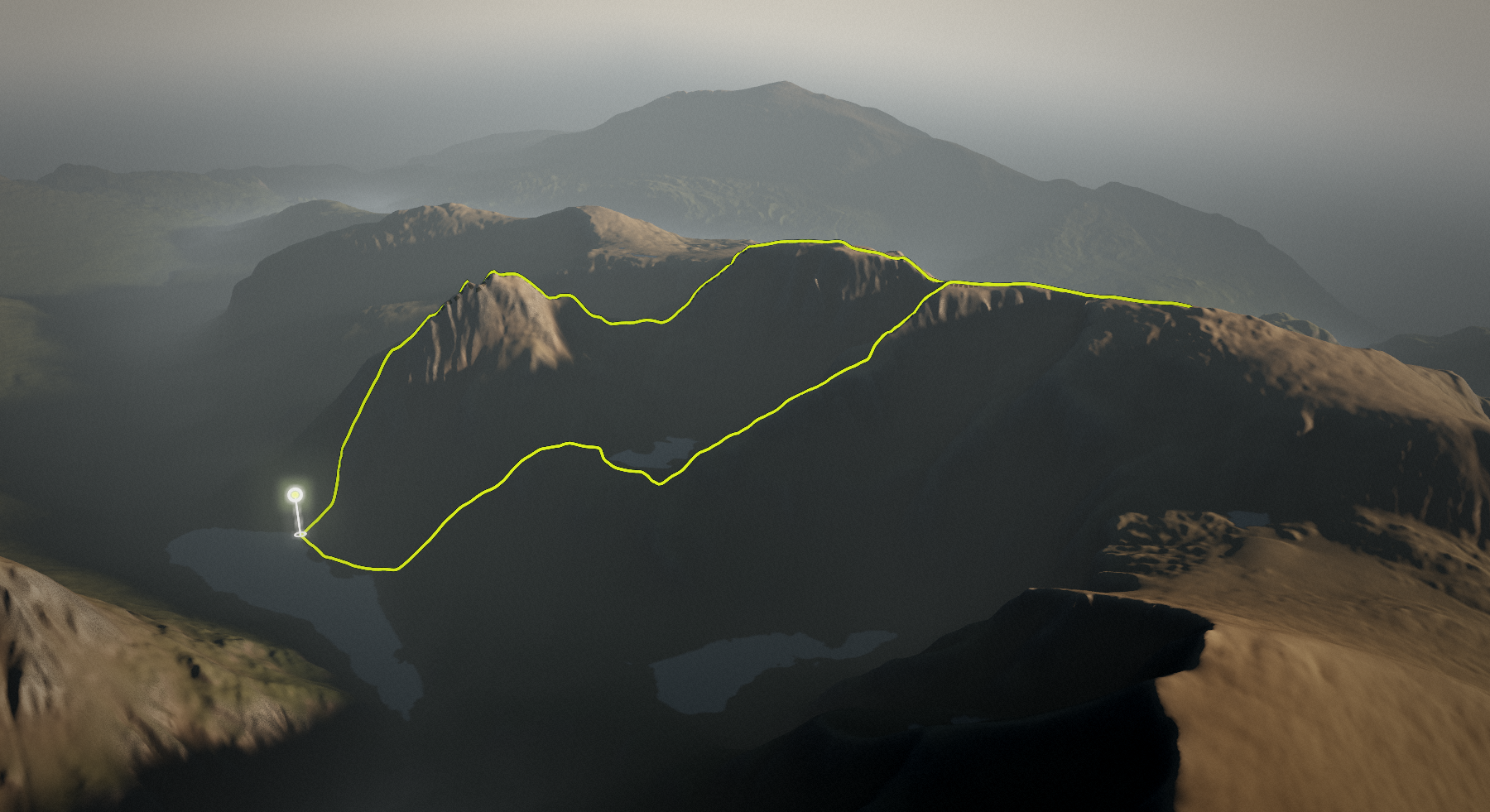 Tryfan & Glyderau - Cwm Bochlwyd Loop: the route drawn over its terrain