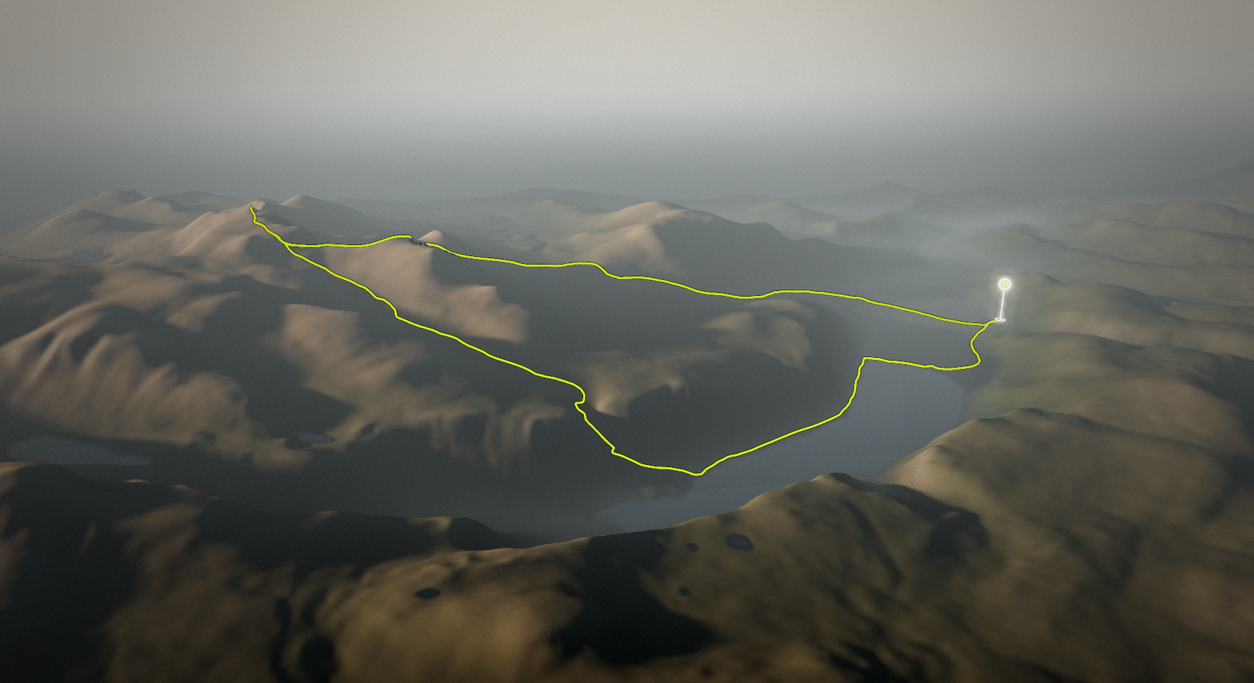 Lochnagar & Loch Muick Grand Circuit: the route drawn over its terrain