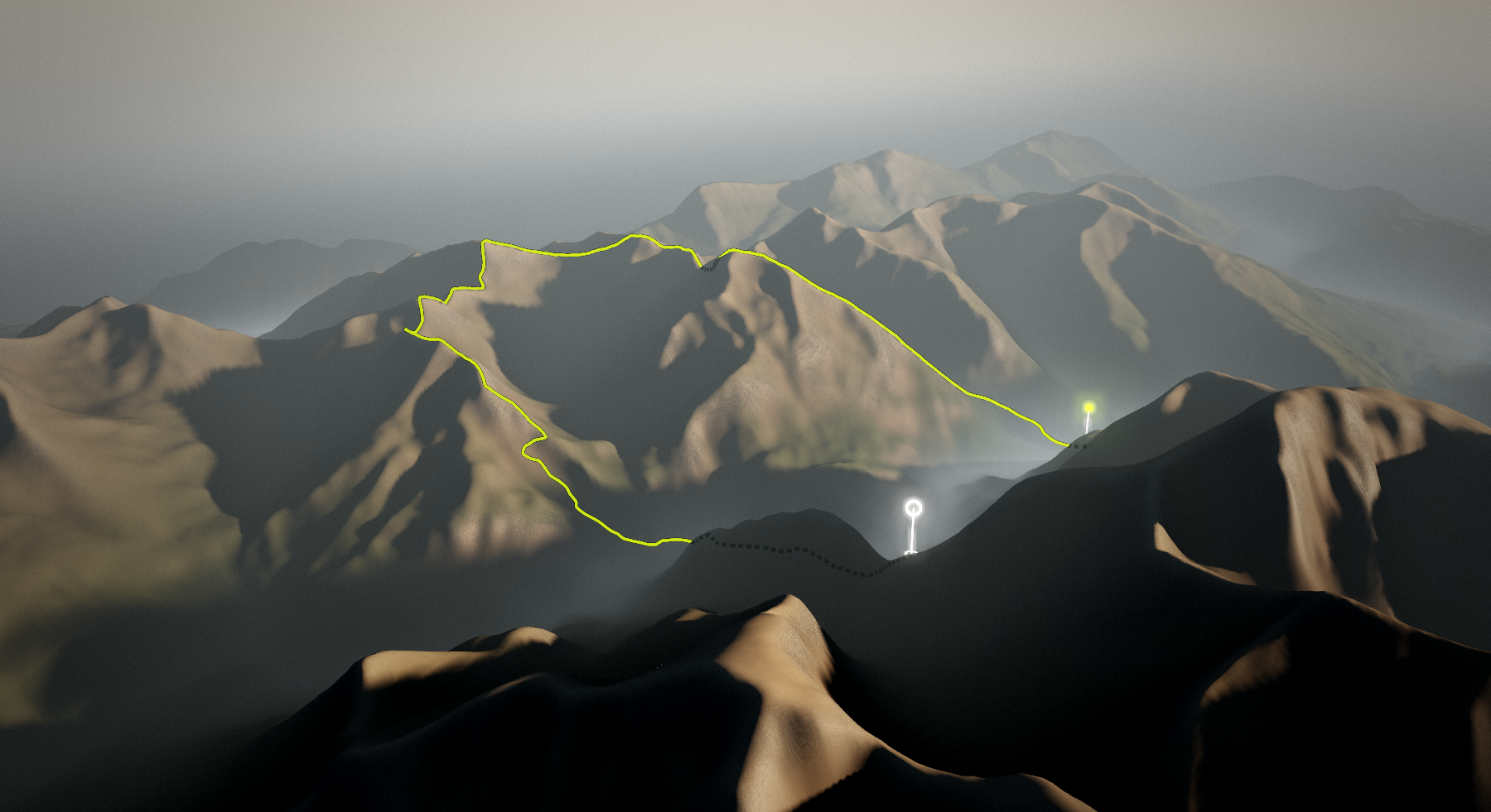 Ring of Steall - Mamores Devil’s Ridge Circuit: the route drawn over its terrain