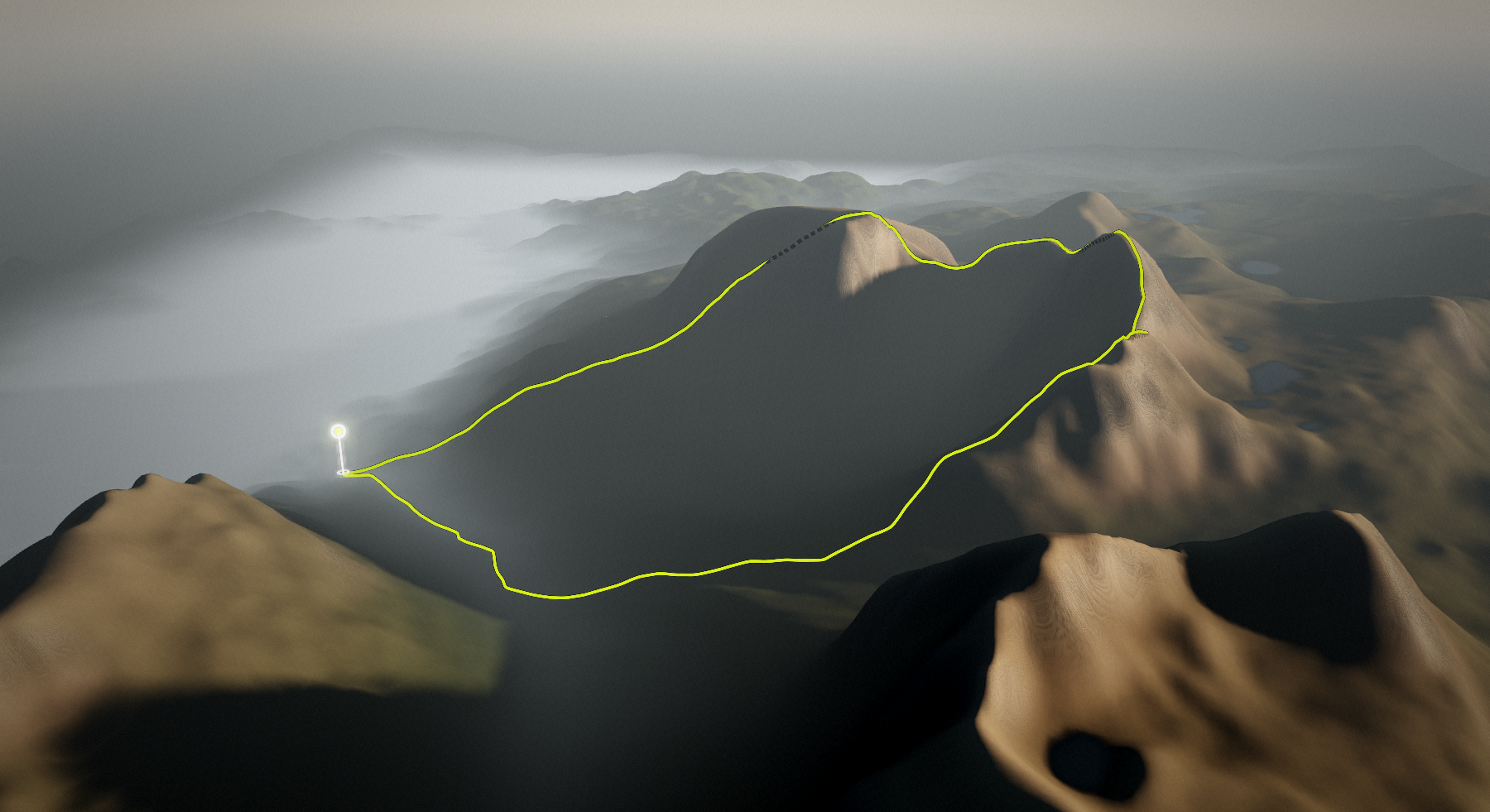 Beinn Alligin - Horns of Alligin & Torridon Traverse: the route drawn over its terrain