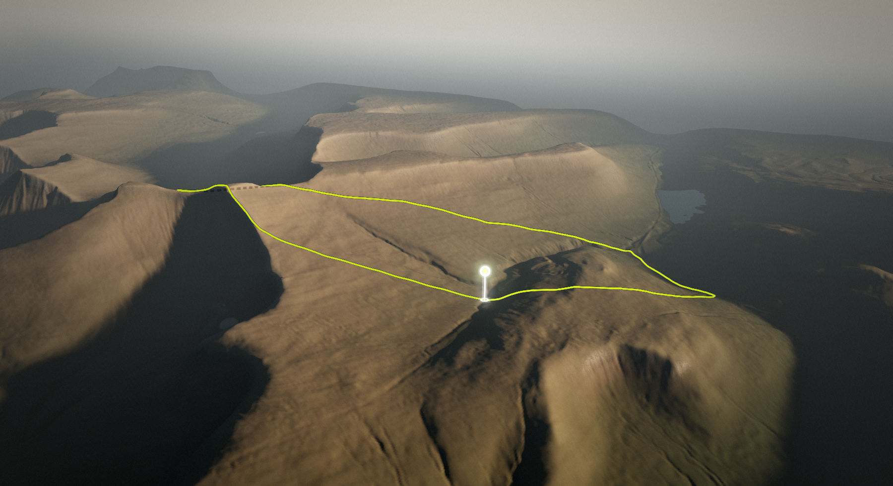 Pen y Fan and Corn Du Circular Walk, East Wales: the route drawn over its terrain
