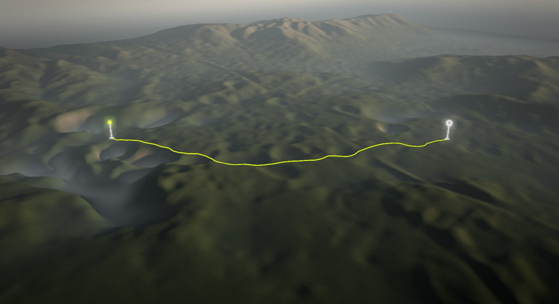 Divača - Škocjanske jame: the route drawn over its terrain